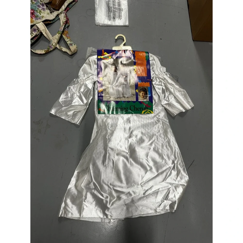 Halloween Ones Charming Cherub Angel Costume White Gown Wings Halo Girls S4-6
